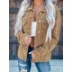 Women's Streetwear Rivet Design Corduroy Solid Color Shacket Jacket