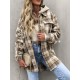 Women's Daily Plaid Loose Detachable Hooded Cargo Pockets Wool Blend Shirt Jacket Shacket