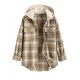 Women's Daily Plaid Loose Detachable Hooded Cargo Pockets Wool Blend Shirt Jacket Shacket