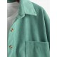 Women's Daily Solid Color Single Breasted Front Pocket Corduroy Shirt Jacket Shacket