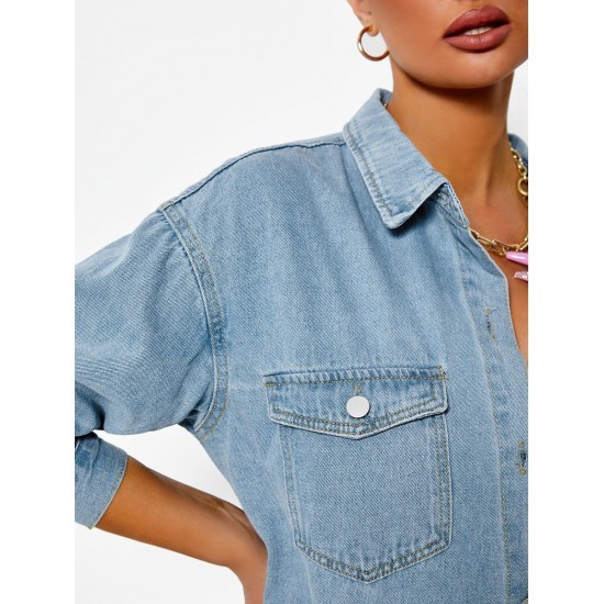 Pocket Drop Shoulder Denim Shacket