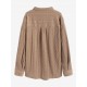 Women's Daily Cable Knit Drop Shoulder Button Up Pocket High Low Longline Shacket