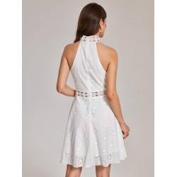 Eyelet Skate Floral Trim Broderie Anglaise Mini Dress