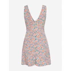 Flower Print Surplice Mini Dress