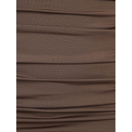 Lantern Sleeve Ruched Square Neck Bodycon Dress