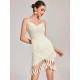 Crochet Semi Sheer Tassel Criss Cross Tulip Hem Vegas Dress