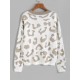 Leopard Drop Shoulder Half Button Jumper Sweater