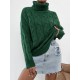 Turtleneck Drop Shoulder Cable Knit Jumper Sweater