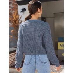 Plain Drop Shoulder Crew Neck Sweater