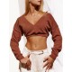 Loose V Neck Cropped Knitwear