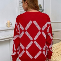 Slouchy Christmas Geo Graphic Sweater