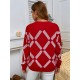 Slouchy Christmas Geo Graphic Sweater