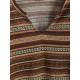 Women's Ethnic Style Tribal Geo Aztec Printed V-notched Pullover Crop Knitwear Sweater