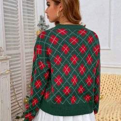 Crewneck Argyle Christmas Sweater