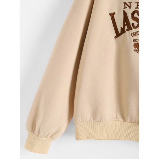 Rib-trim LAS VEGAS Embroidered Fleece-lined Sweatshirt