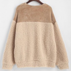 Loose Fluffy Combo Teddy Sweatshirt