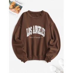 Flocking Lined Los Angeles Print Drop Shoulder Sweatshirt