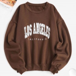 Flocking Lined Los Angeles Print Drop Shoulder Sweatshirt